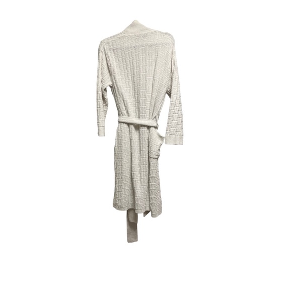 Natori Textured Knit Belted Cardigan Sweater Robe Style Ivory Medium - Picture 3 of 7